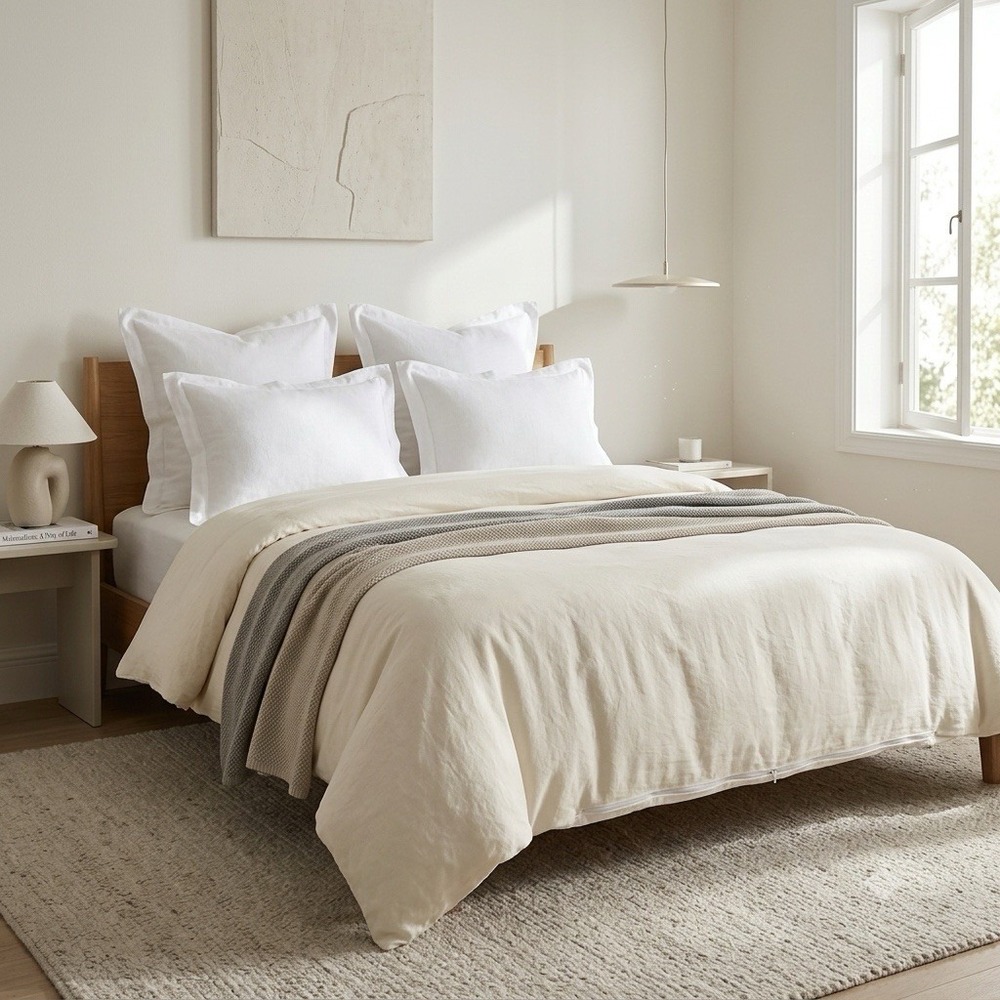Cozy Earth Duvet Cover Queen 92X88 Viscose Bamboo Neutral Minimalist Luxury‎